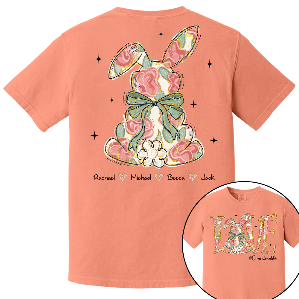 Custom Easter Bunny Bow T-Shirt, Personalized Gift For Grandma & Kids T1807 Tu20