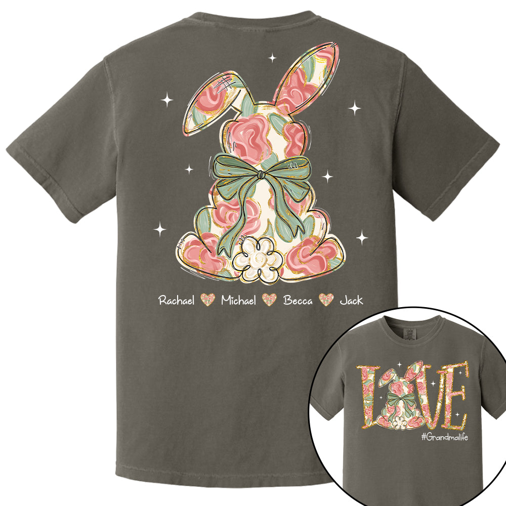 Custom Easter Bunny Bow T-Shirt, Personalized Gift For Grandma & Kids T1807 Tu20
