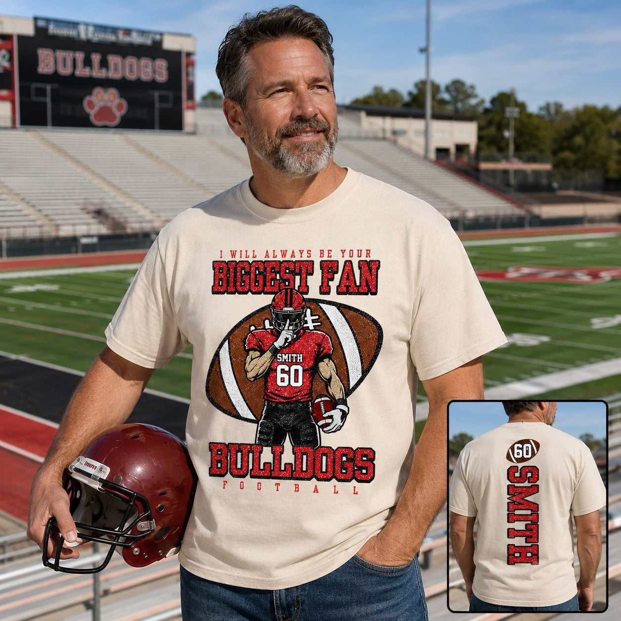 I Will Always Be Your Biggest Fan- Personalized Football Mom Shirt, Custom Player Name Number Shirt, Football Team Spirit Gift Na02 Vh01