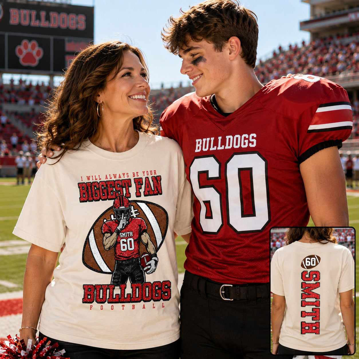 I Will Always Be Your Biggest Fan- Personalized Football Mom Shirt, Custom Player Name Number Shirt, Football Team Spirit Gift Na02 Vh01