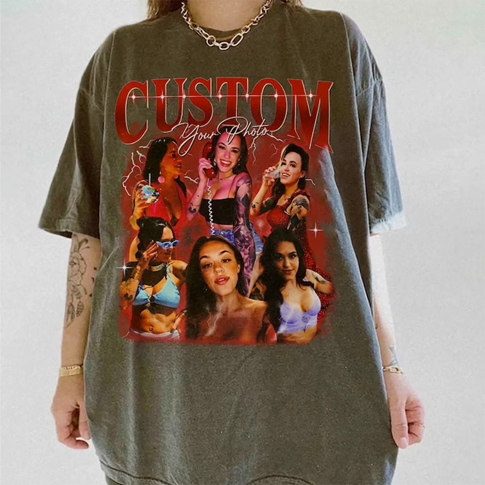 Custom Fathers Day Shirt - Photo Shirt Custom Vintage Rap Tshirt For Couples - Perfect Gift For Mom Friends Dad Mother - Custom Photo Gift