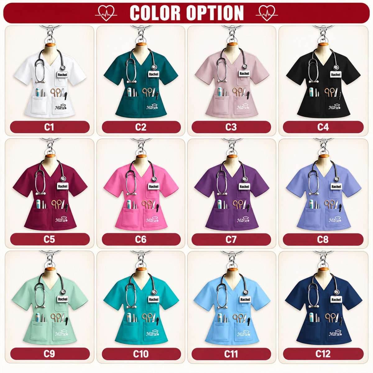 Custom Name Nurse Uniform Personalized Acrylic Keychain Pt99