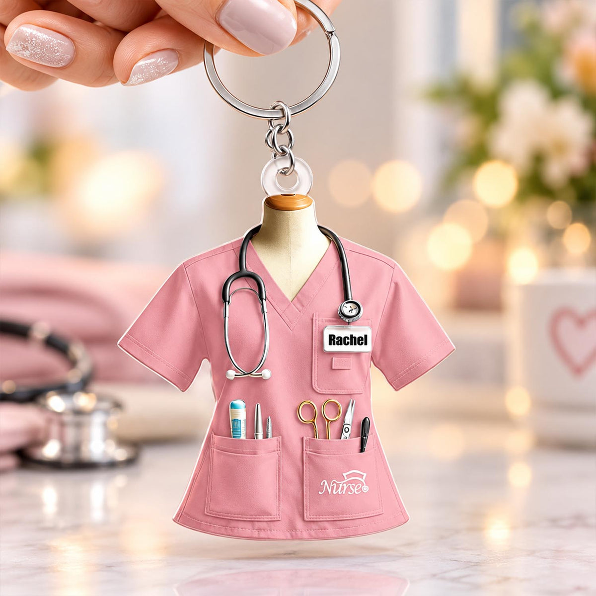 Custom Name Nurse Uniform Personalized Acrylic Keychain Pt99