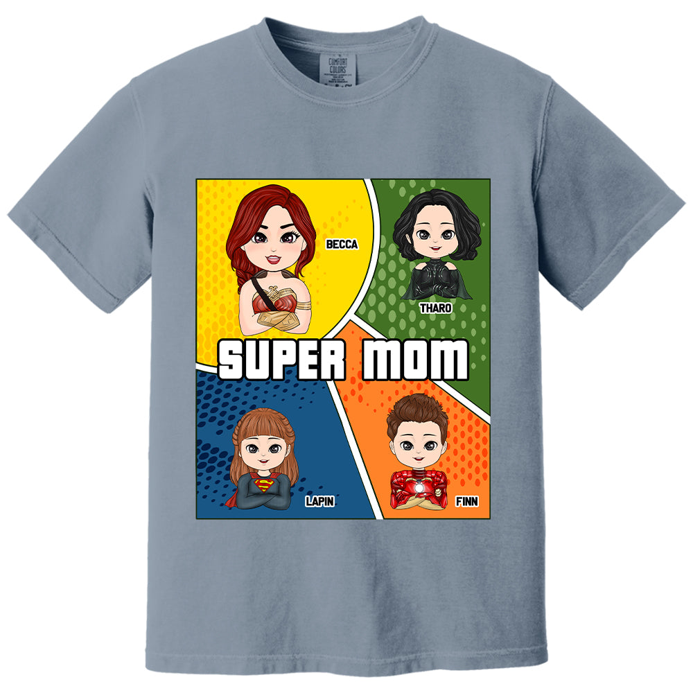 Super Mom Comic Strip Layout Style - Personalized Shirt For Mom Tu20