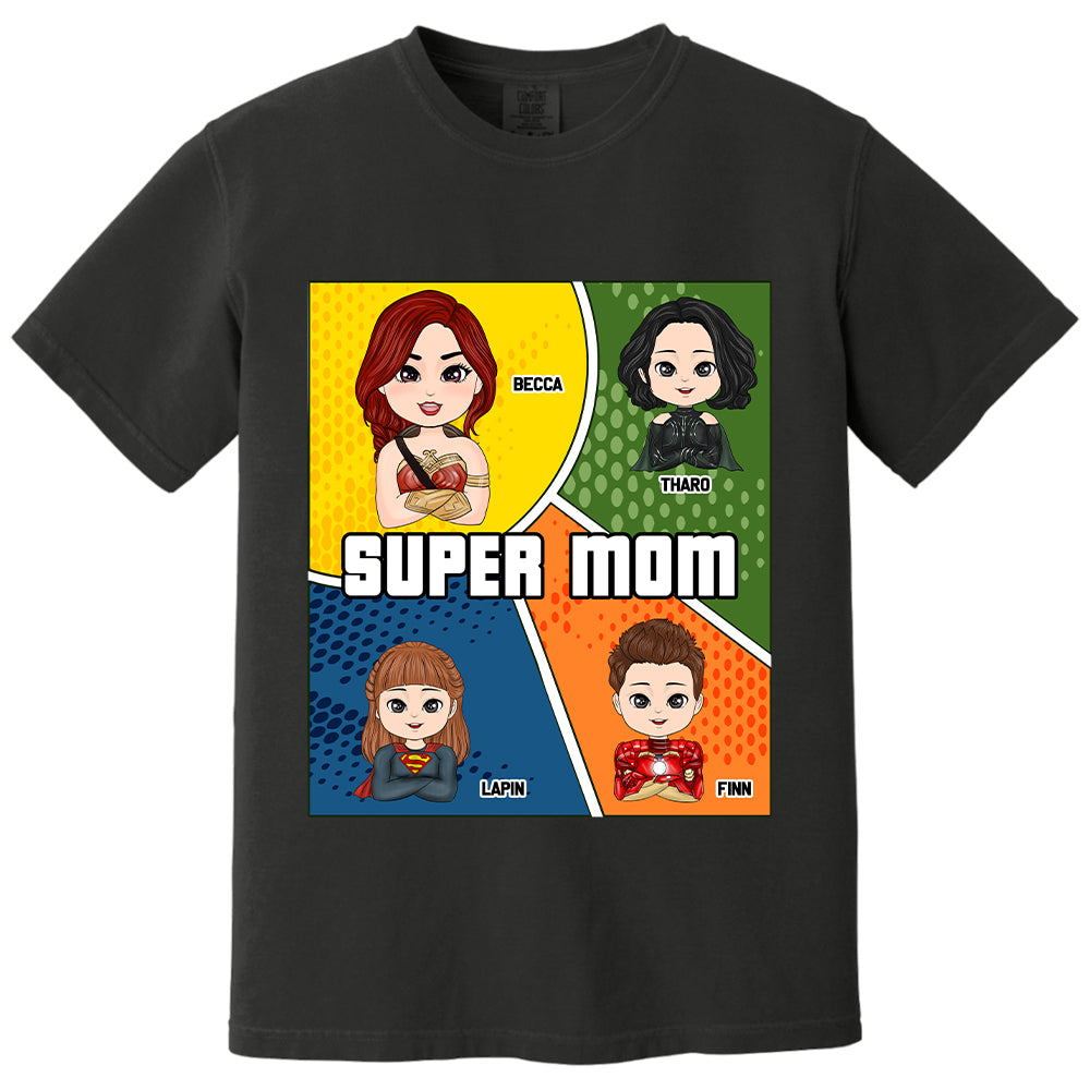 Super Mom Comic Strip Layout Style - Personalized Shirt For Mom Tu20