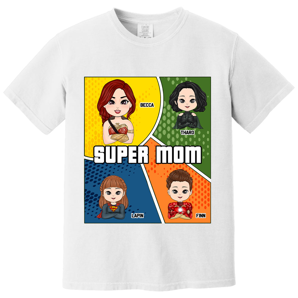 Super Mom Comic Strip Layout Style - Personalized Shirt For Mom Tu20