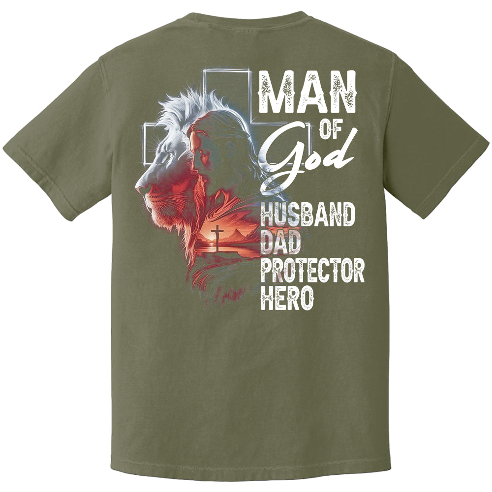 Man Of God Husband Dad Protector Hero, Personalized Shirt Gift For Dad, Father's Day Gift Do98