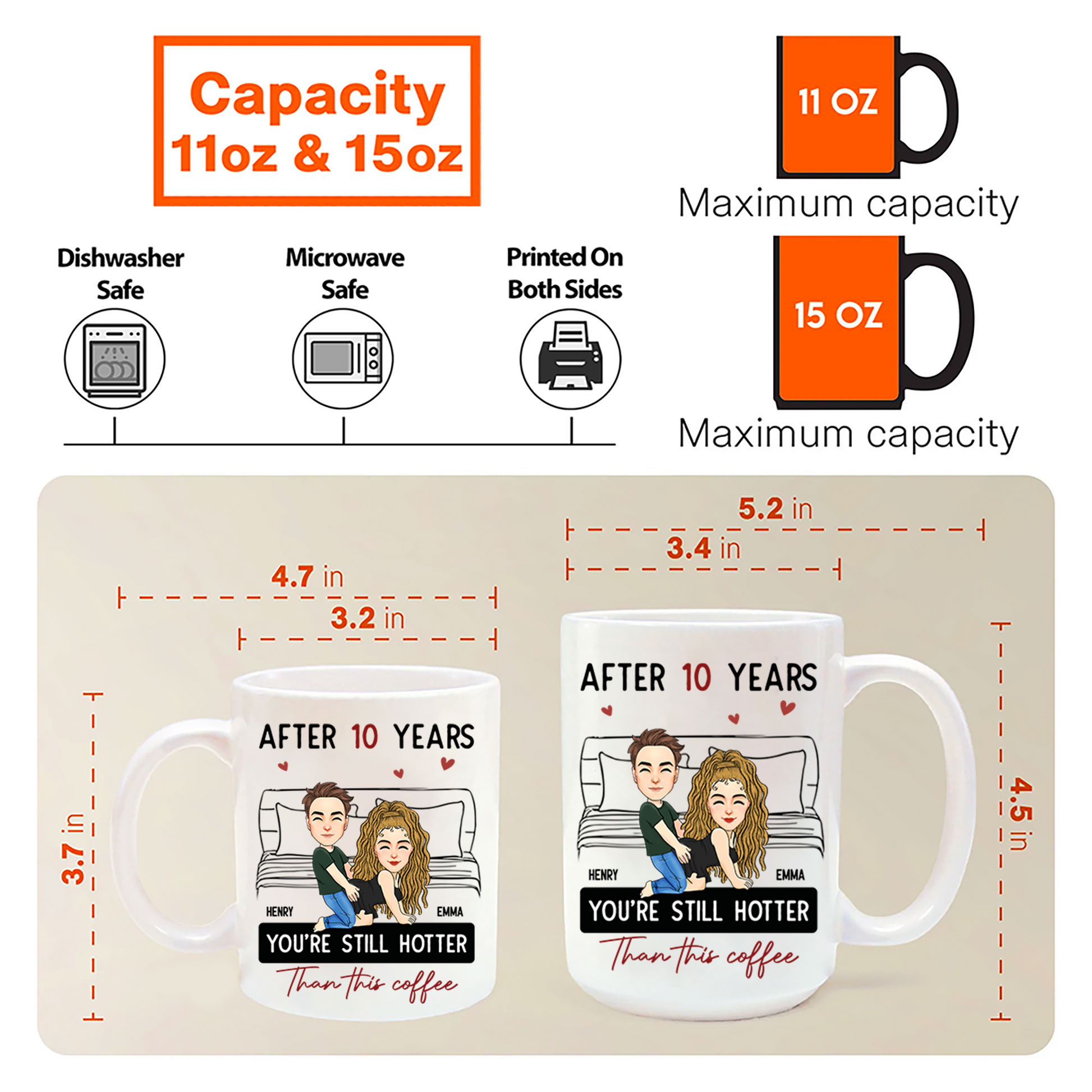 After 10 Years You're Still Hotter Than This Coffee - Personalized Mug - Anniversary Gifts For Her, Wife, Girlfriend Pa00