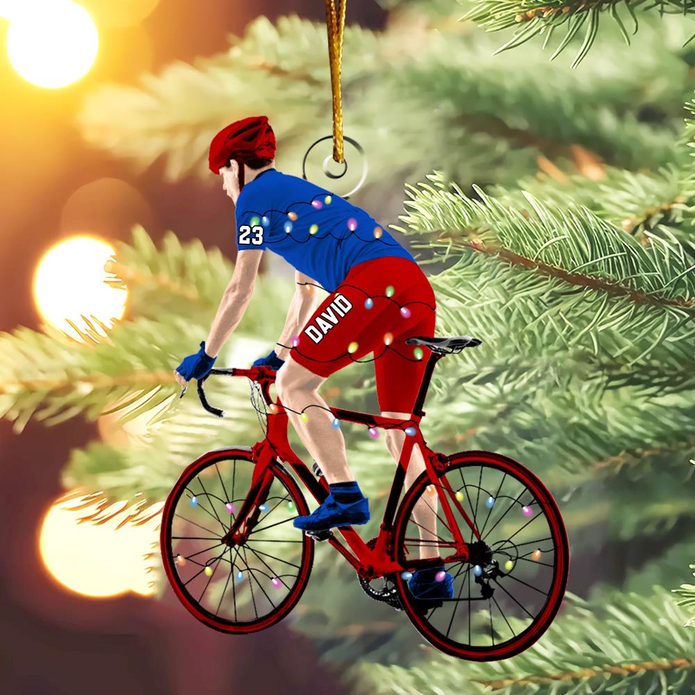 Personalized Male Cyclist, Bike Riding Christmas Ornament for Cyclist Nh00