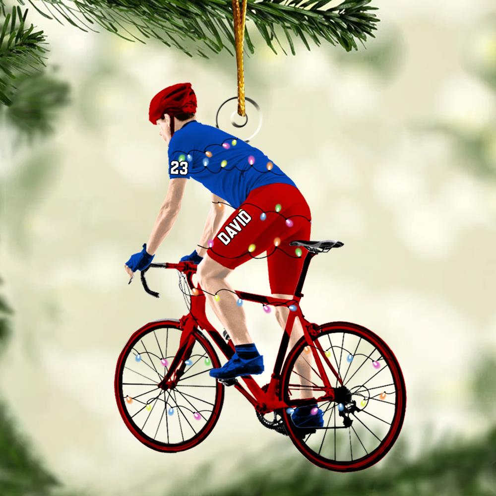 Personalized Male Cyclist, Bike Riding Christmas Ornament for Cyclist Nh00