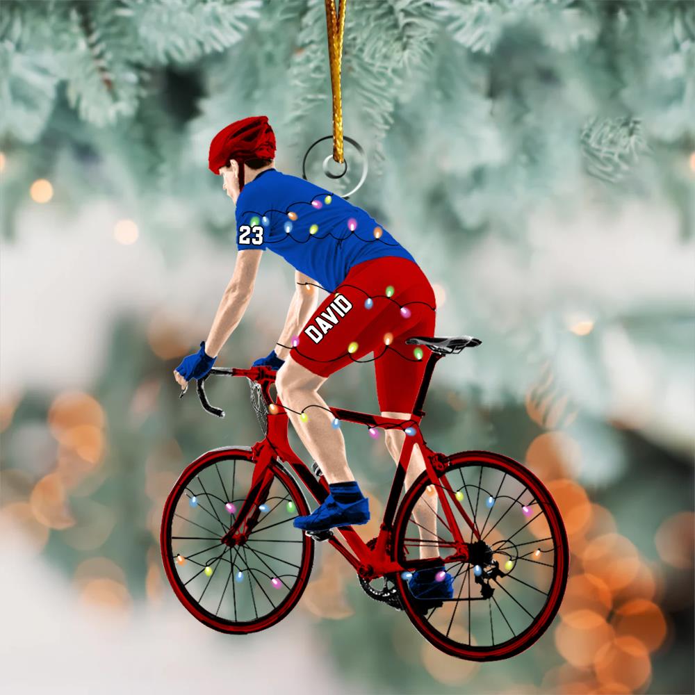 bike helmet christmas Personalized Male Cyclist, Bike Riding Christmas Ornament for Cyclist – InterestPod