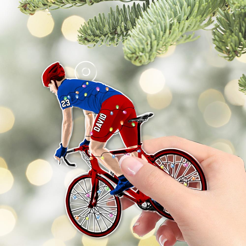 Personalized Male Cyclist, Bike Riding Christmas Ornament for Cyclist Nh00