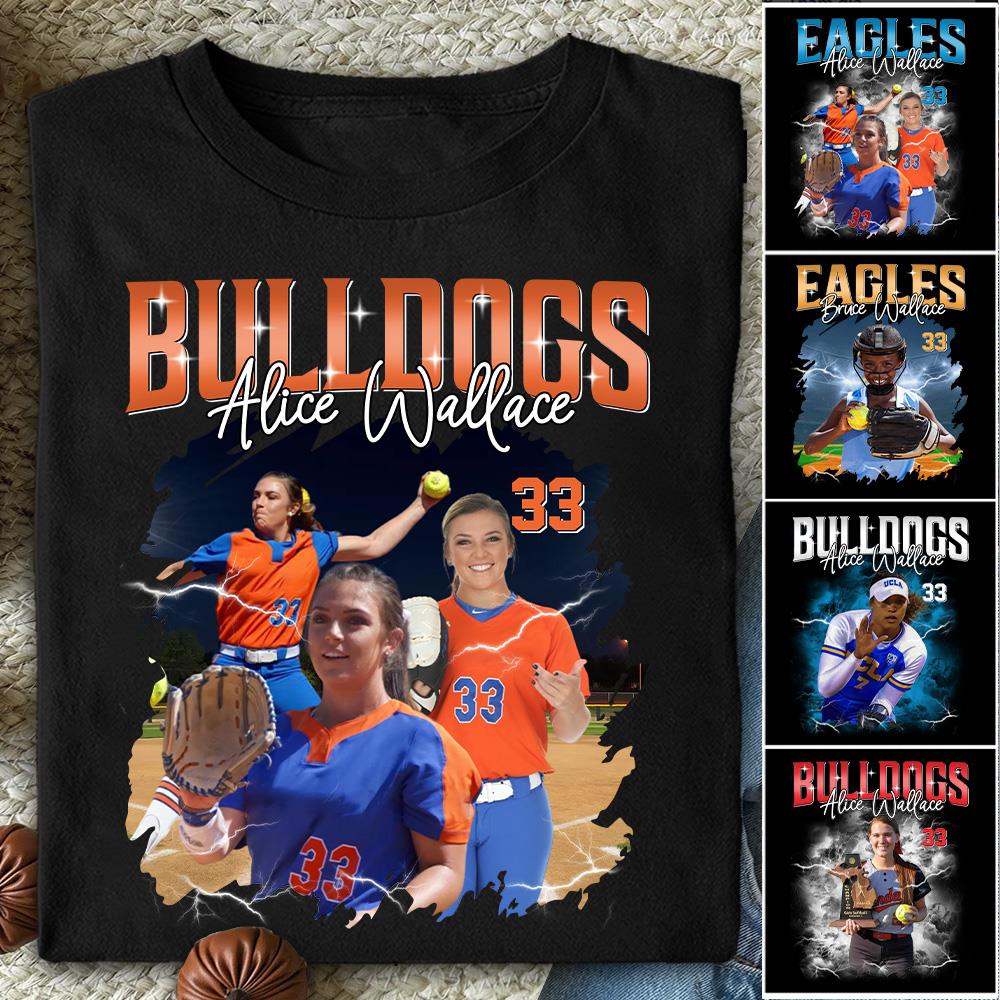 Custom Softball Player Photo With Unique Style Bootleg Shirt - Perfect Shirt For Softball Lovers