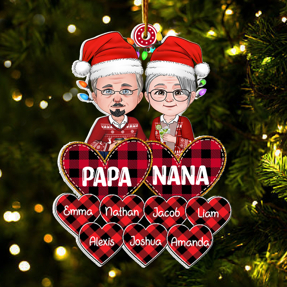 Grandparent With Kids Persionalized Acrylic Ornament For Old Couple