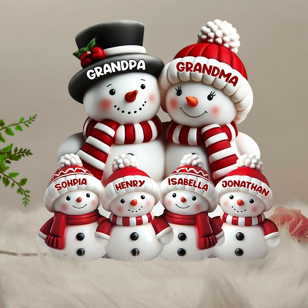 Cozy Snowman Family Acrylic Light Box for Holiday Décor, Heartwarming Atmosphere, Perfect Gift for Grandparents