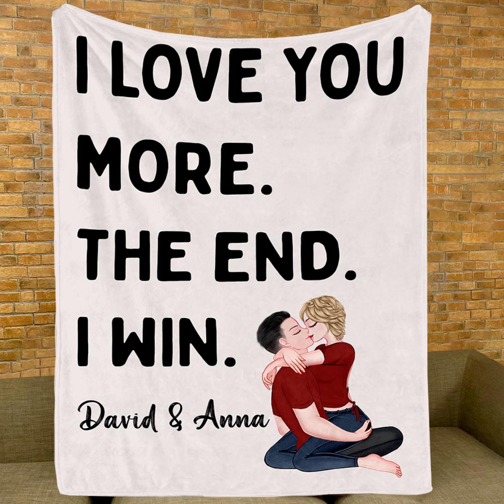 I LOVE YOU MORE Personalized Anniversary Gift Blanket For Girlfriend For Boyfriend For Wife For Husband First 2nd Anniversary Gift Valentines Gift For Couple Nh00