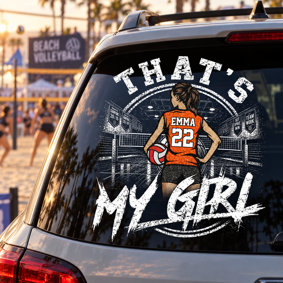Personalized That's My Girl Car Decal, Custom Volleyball Player Sticker, Gift for Sports Moms and Dads T1807 T24