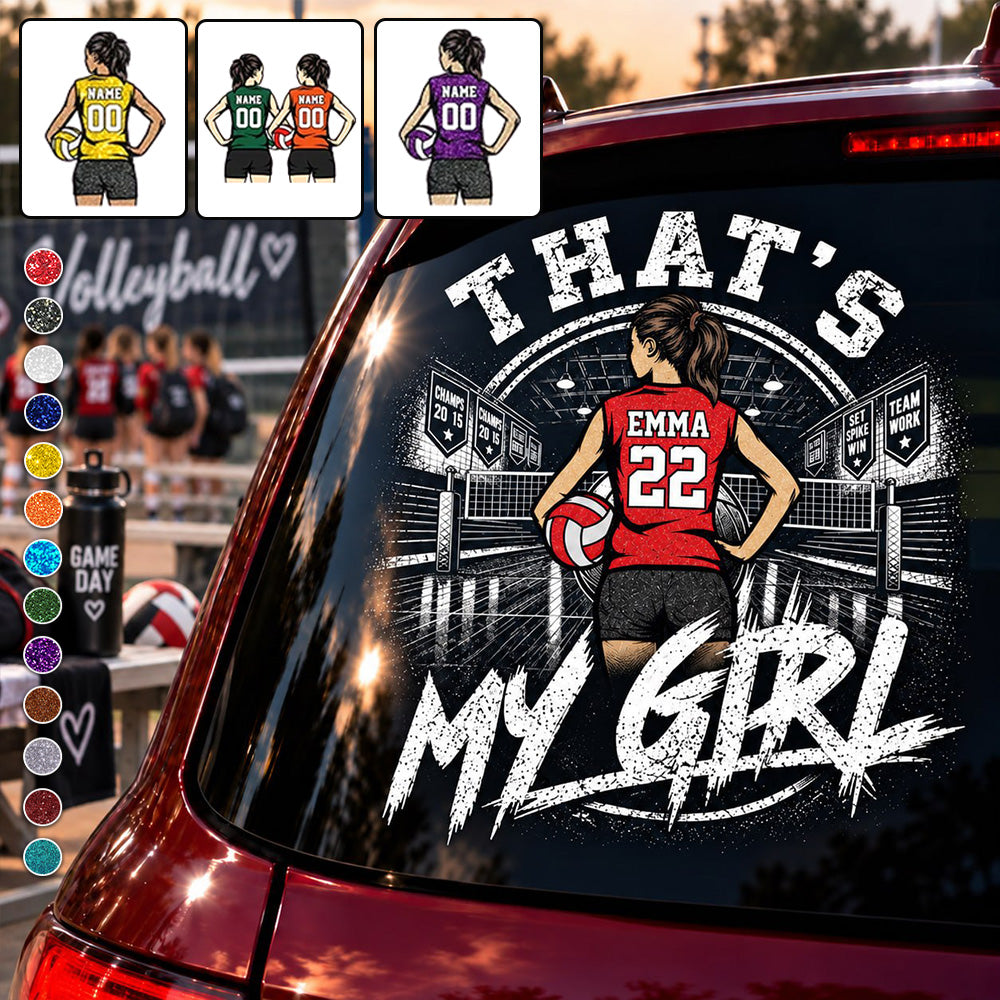 Personalized That's My Girl Car Decal, Custom Volleyball Player Sticker, Gift for Sports Moms and Dads T1807 T24