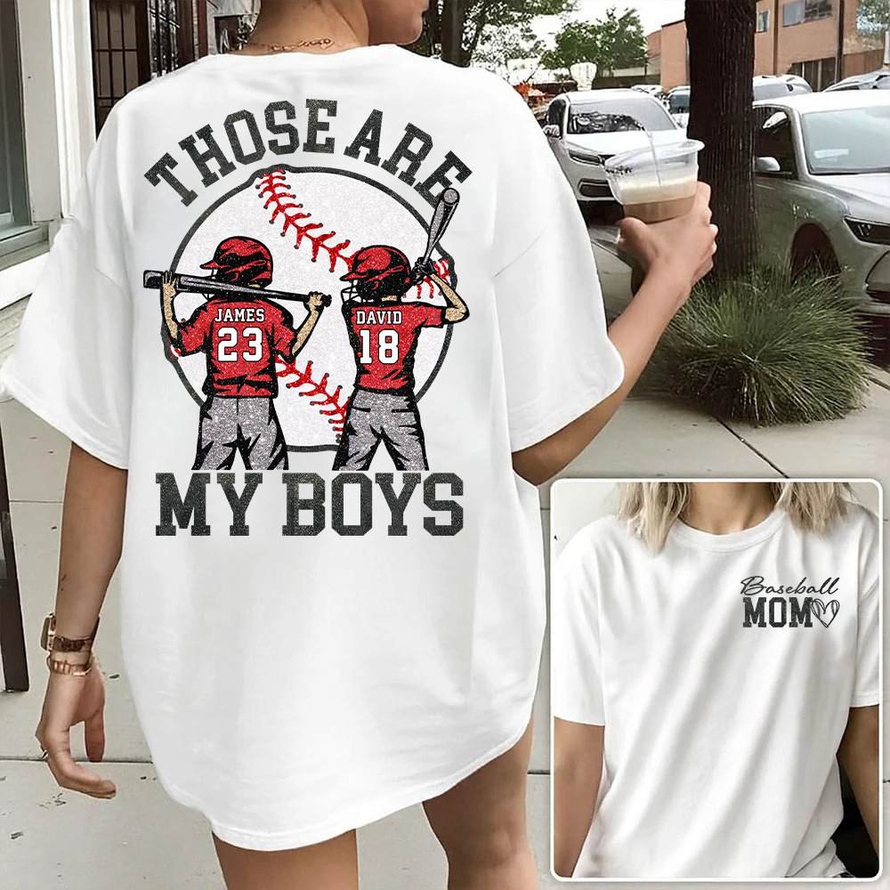 Personalized Baseball Mom Shirt, Those Are My Boy Sweatshirt, Baseball Kids Game Day Tee, Retro Cheer Mom Tee Hv01
