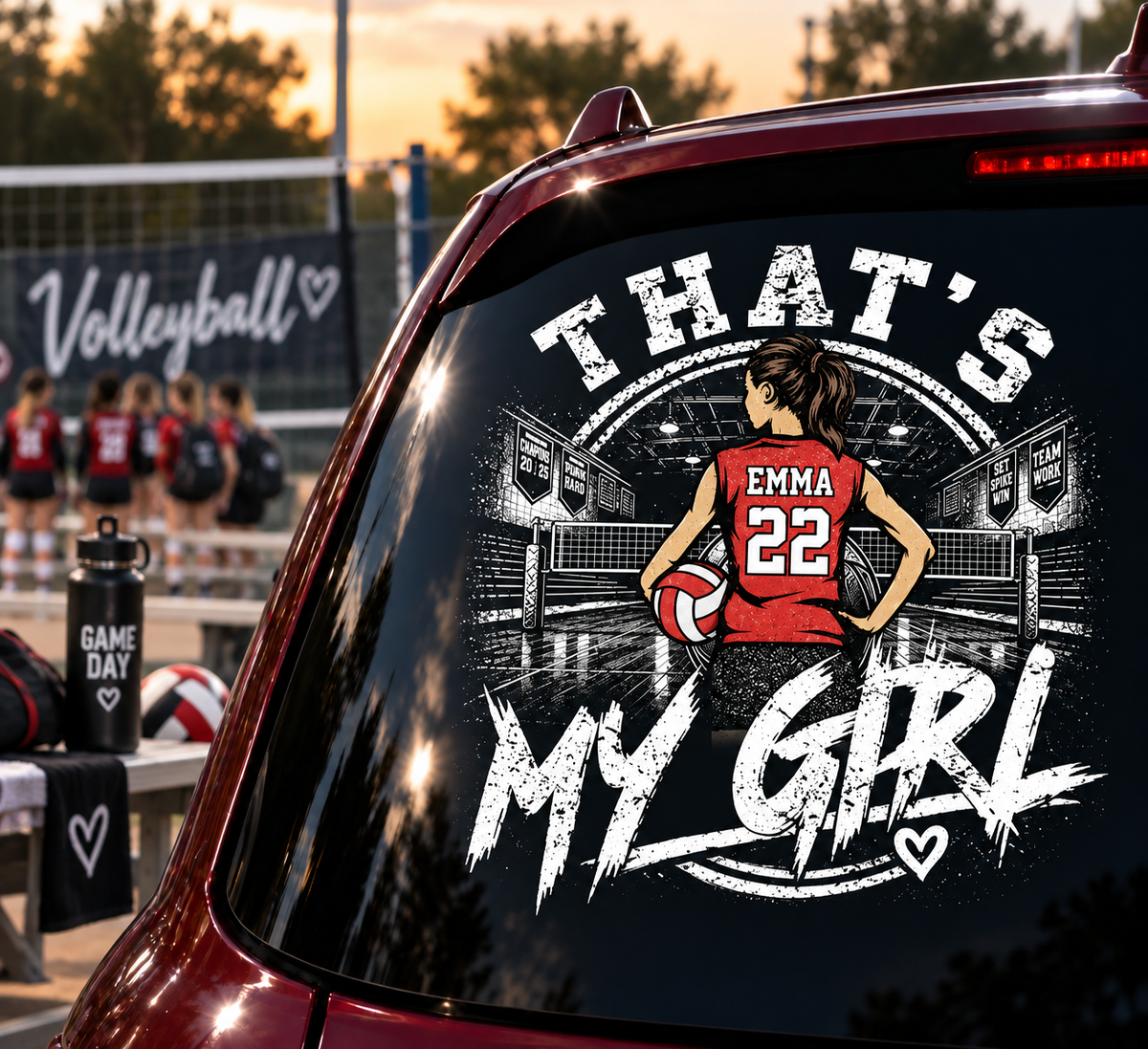 Personalized That's My Girl Car Decal, Custom Volleyball Player Sticker, Gift for Sports Moms and Dads T1807 T24