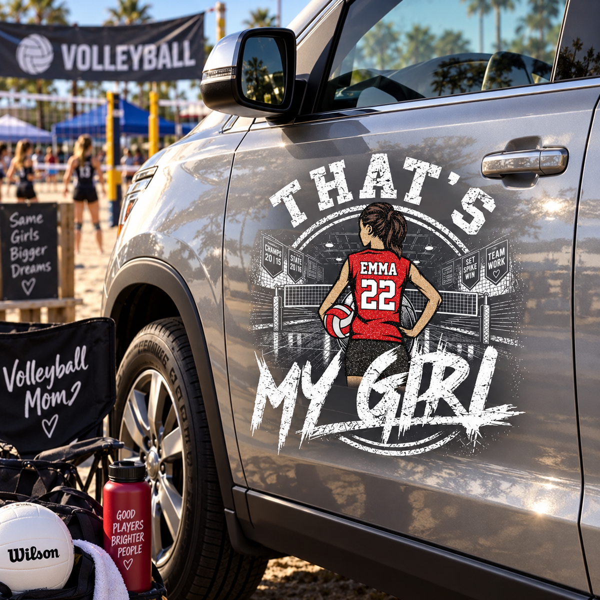 Personalized That's My Girl Car Decal, Custom Volleyball Player Sticker, Gift for Sports Moms and Dads T1807 T24