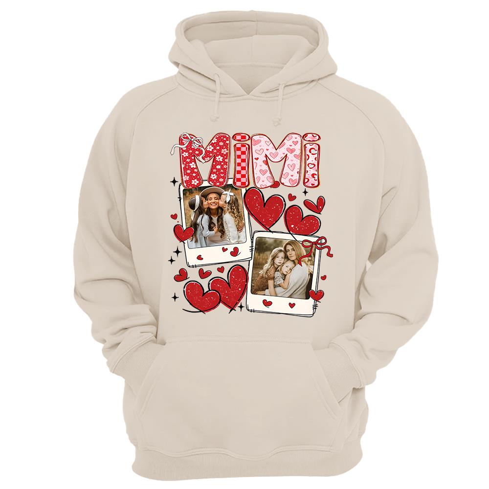 Custom Mama Valentine Glitter Upload Photo Shirt, Leopard Checkered Valentine Vr2
