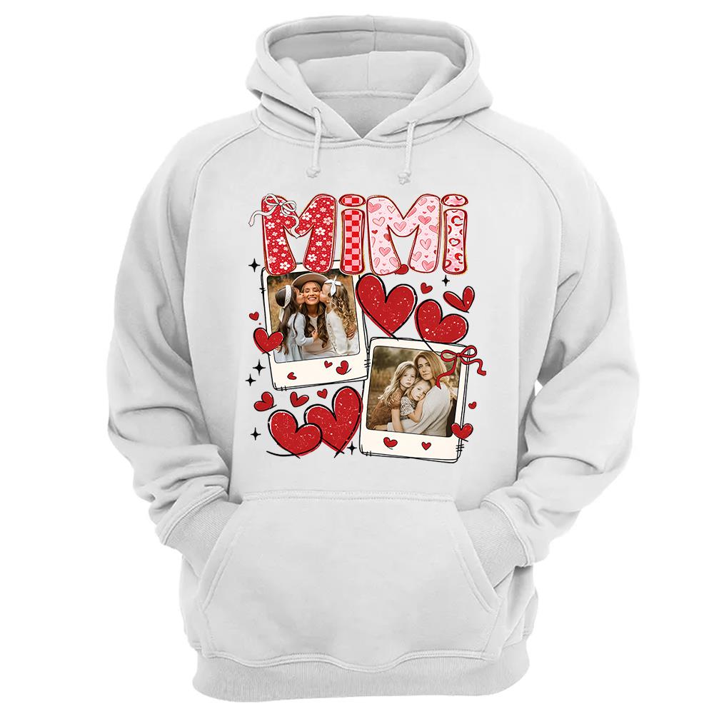 Custom Mama Valentine Glitter Upload Photo Shirt, Leopard Checkered Valentine Vr2