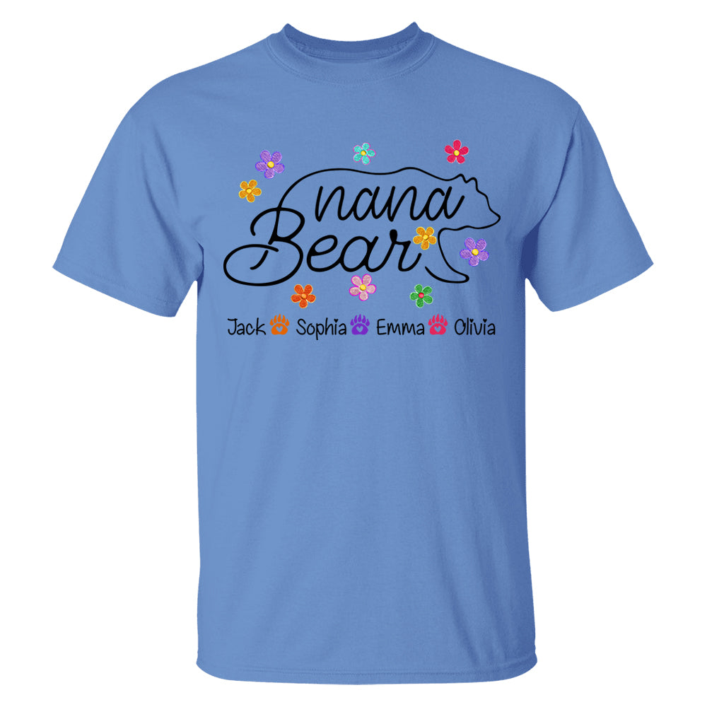 Grandma Bear Flower Color With Grandkids Personalized Shirt - Mother's Day Gift