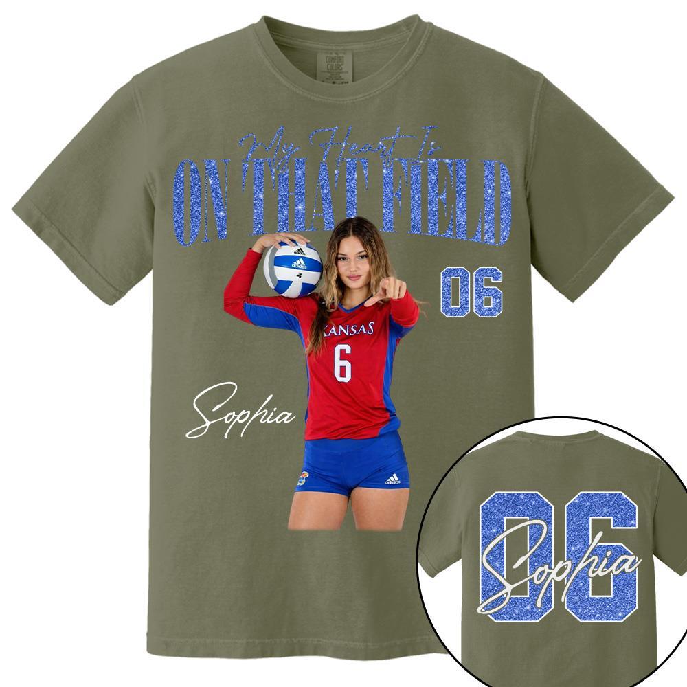 My Heart Is On That Field - Personalized Washed Tee Retro Bootleg Shirt - Gift For Volleyball Lovers T1807 Hv01