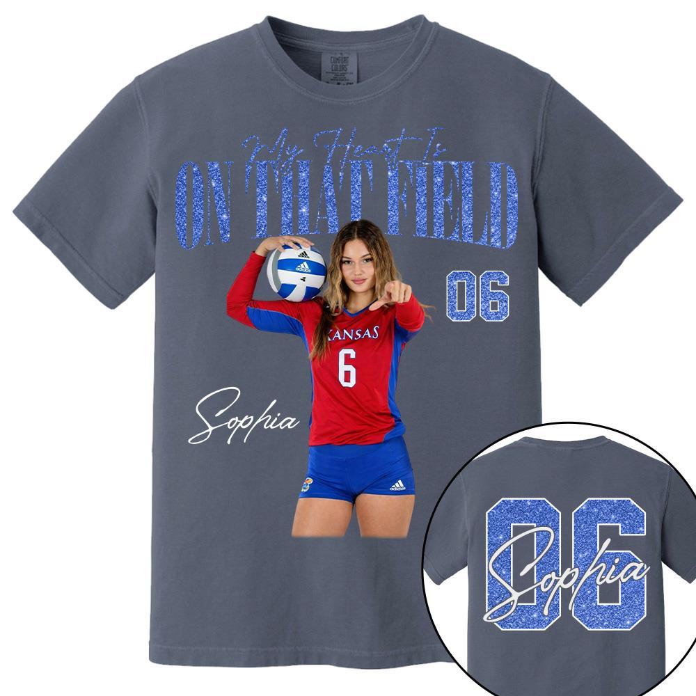 My Heart Is On That Field - Personalized Washed Tee Retro Bootleg Shirt - Gift For Volleyball Lovers T1807 Hv01