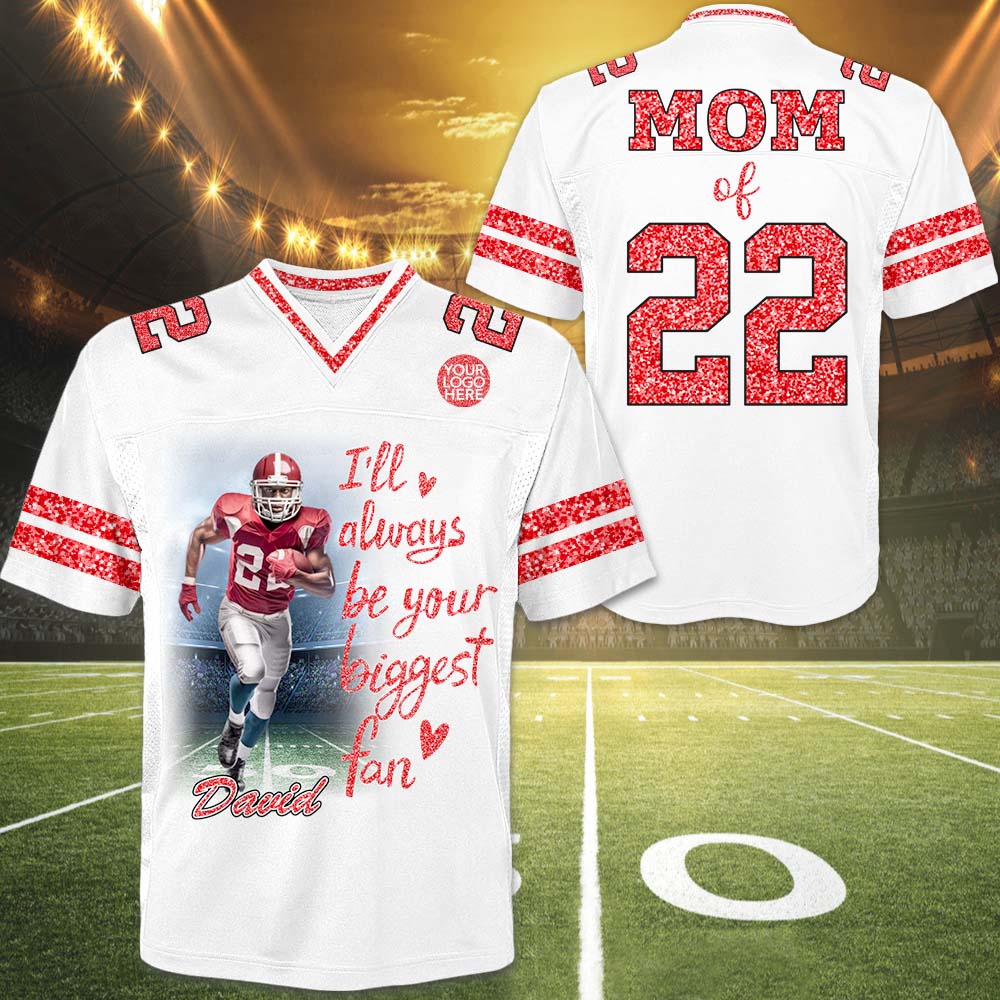 Custom Photo Football Game Day Football Glitter Jersey For Football Lovers - Personalized Gift For Football Player NA04 VH01