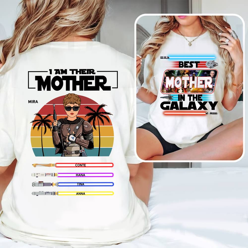 I Am Their Mother Personalized Shirt, Mom Shirt, Mothers Day, Custom Shirt With Lightsabers