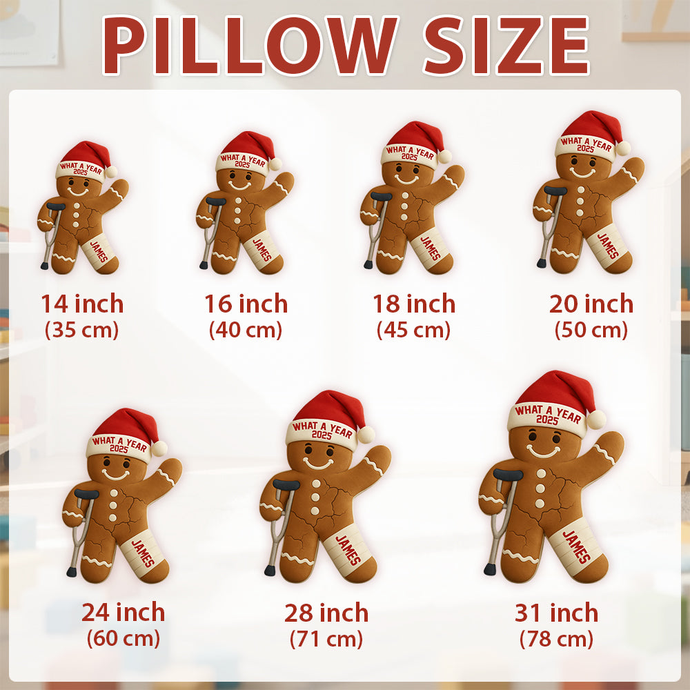 Personalized Funny Injury Christmas Ugly Push Pillow, Personalized Broken Gingerbread Pillow, Funny Christmas Ornament, Broken Arm Leg Hv01