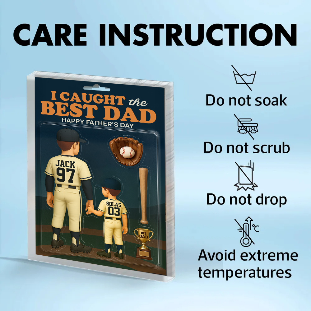 I Caught The Best Dad Baseball Gift - Custom Figure Acrylic Block - Gift For Dad And Husband NA04 Tu20