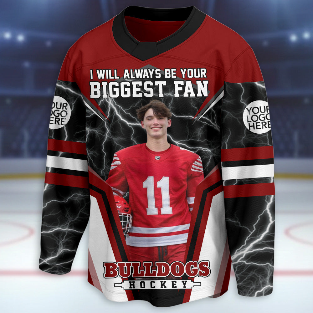 I Will Always Be Your Biggest Fan Custom Photo Ice Hockey Jersey Gift For Ice Hockey Mom T24