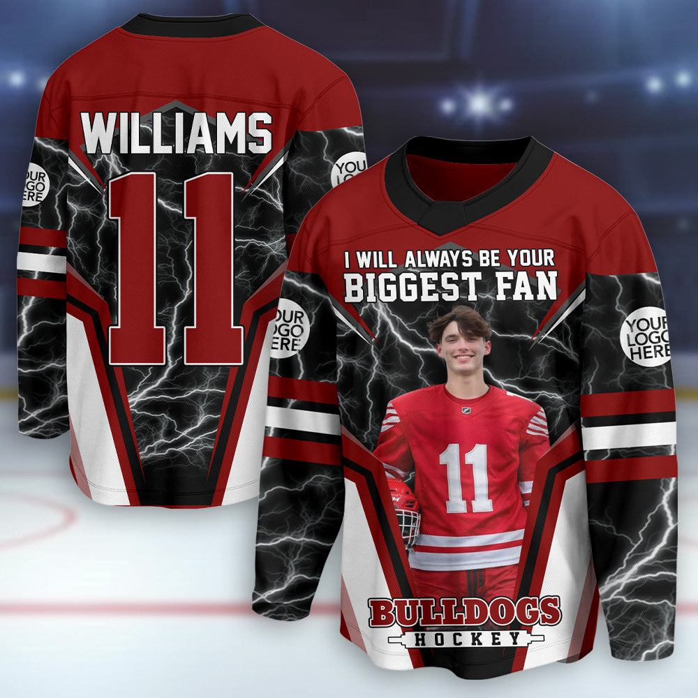I Will Always Be Your Biggest Fan Custom Photo Ice Hockey Jersey Gift For Ice Hockey Mom T24