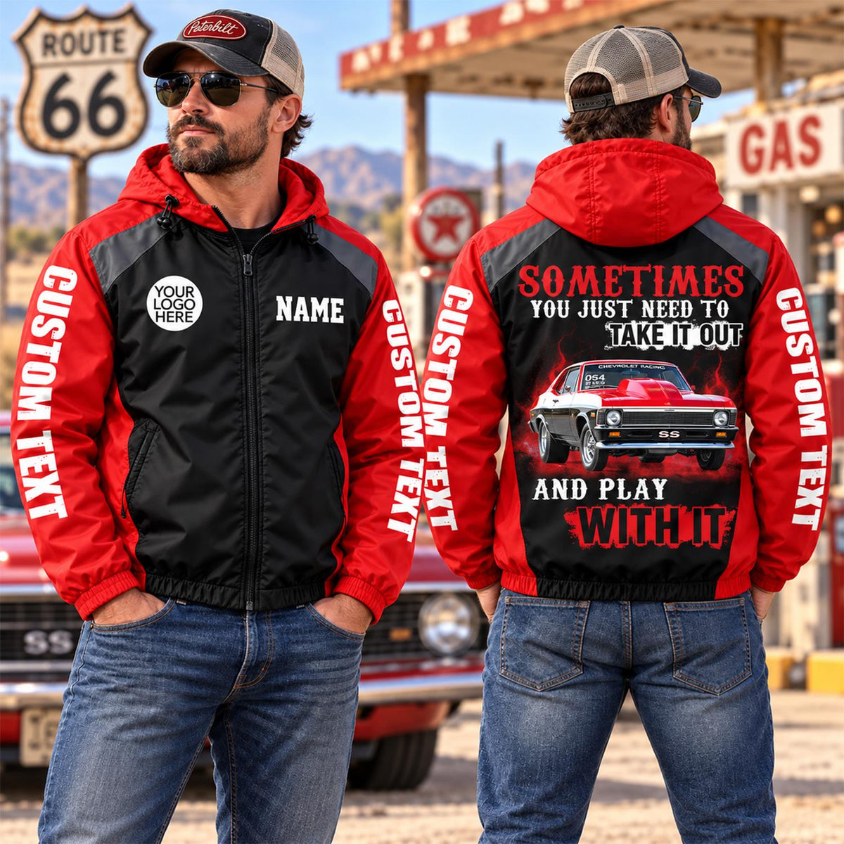 Take It Out & Play - Personalized Classic Car Photo Windbreaker Jacket - Gift For Car Lovers A2110 Hv01 NT01