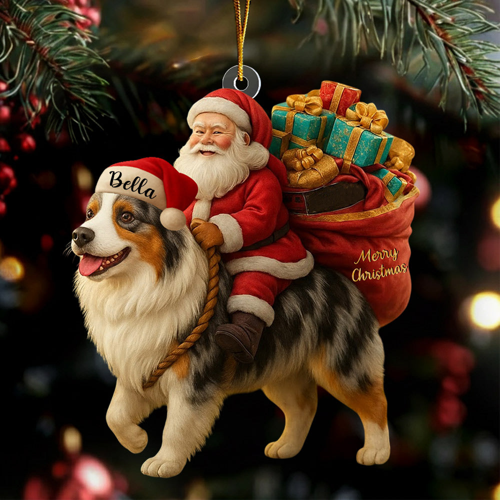 Personalized Dog And Santa Christmas Acrylic Ornament, Gift For Dog Lovers T1807 Li29