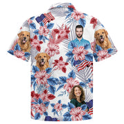 Personalized American Flag Hawaiian Shirt, Custom Photo Face Shirt
