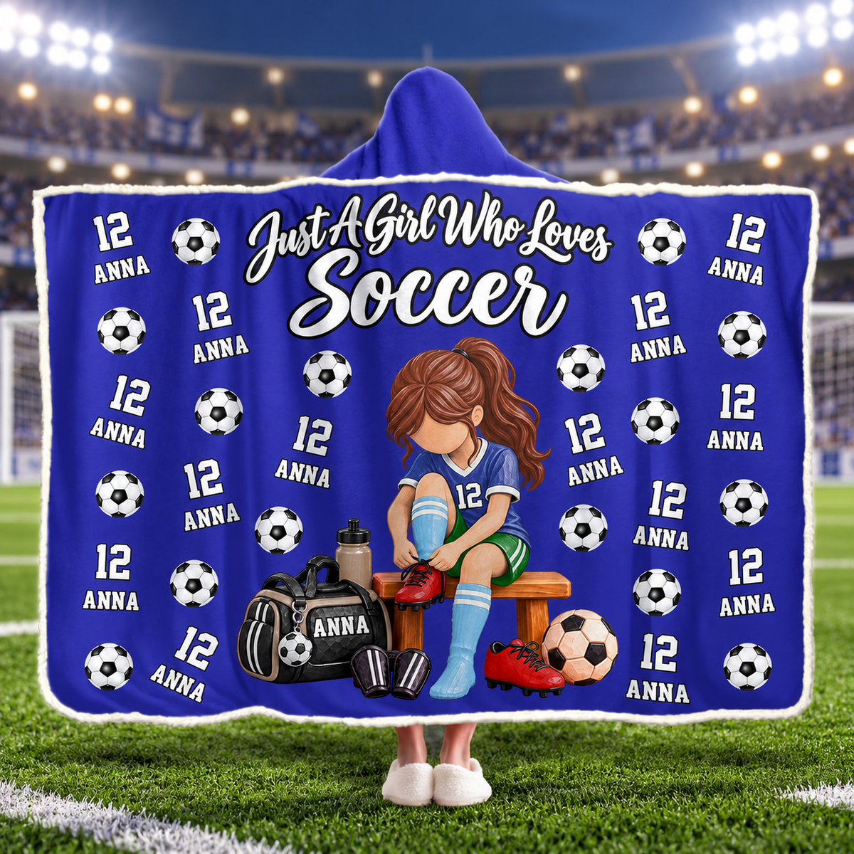 Just A Girl Who Loves Soccer, Personalized Soccer Wearable Blanket Hoodie For Soccer Lovers, Soccer Players MI209 VH01 DN10