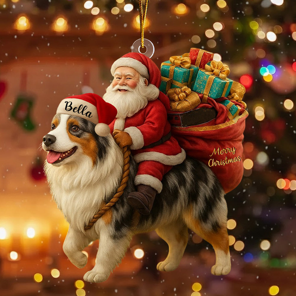 Personalized Dog And Santa Christmas Acrylic Ornament, Gift For Dog Lovers T1807 Li29