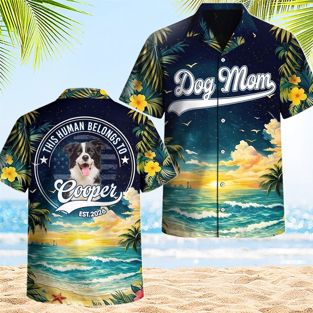 Dog Dad Dog Mom - This Human Belongs To - Personalized Hawaiian Shirt - Custom Photo Gift For Dog Lovers T1807 Li29