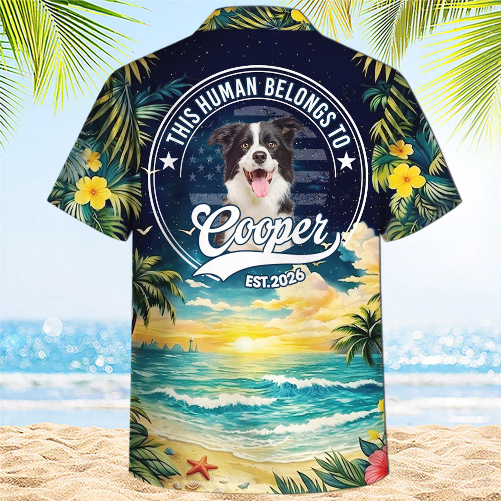 Dog Dad Dog Mom - This Human Belongs To - Personalized Hawaiian Shirt - Custom Photo Gift For Dog Lovers T1807 Li29