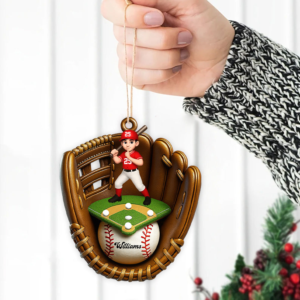 Custom Name And Number Baseball SoftBall Acrylic Ornament, Baseball SoftBall Lover Christmas Gift T1807 VH01