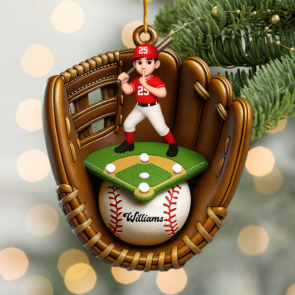 Custom Name And Number Baseball SoftBall Acrylic Ornament, Baseball SoftBall Lover Christmas Gift T1807 VH01