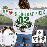 My Heart Is On That Field - Personalized Shirt For Football Mom Family - Custom Photo Backside Shirt NA04 VH01