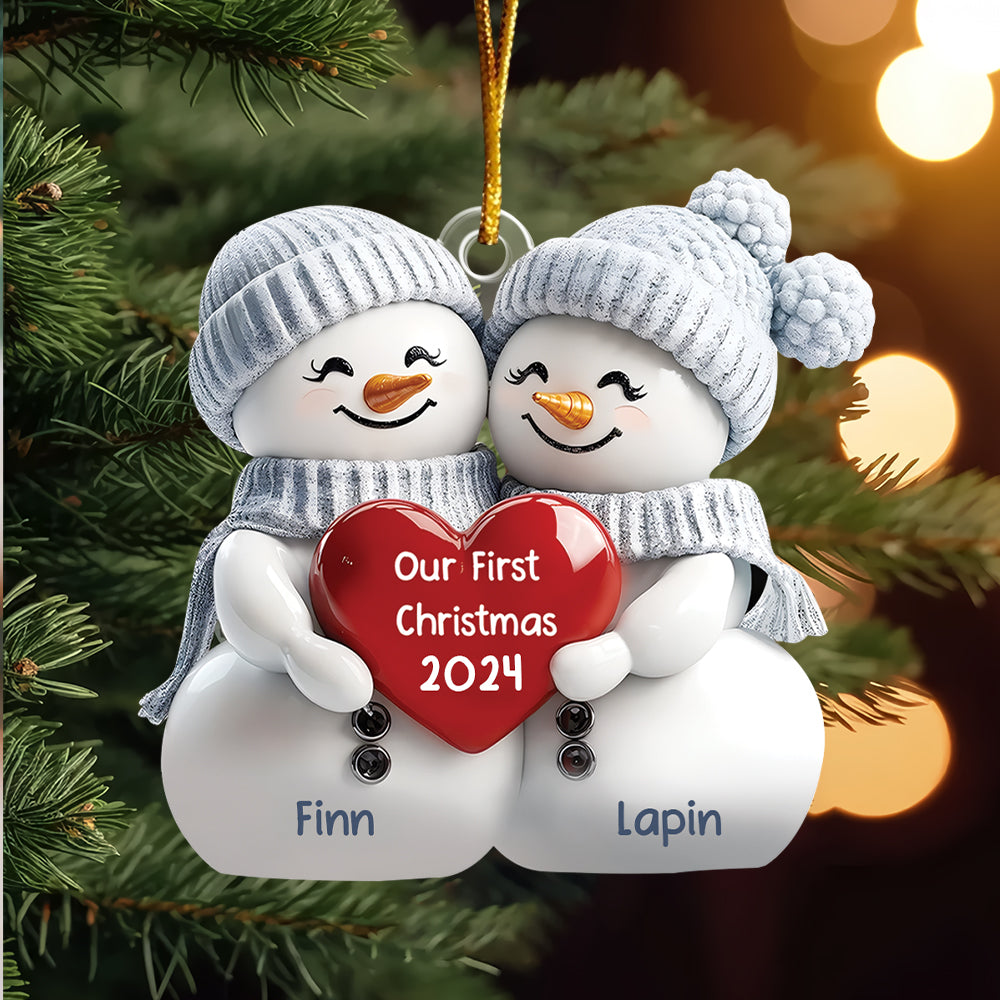 Our First Christmas Custom Ornament - Personalized Acrylic Snowman Ornament Tu20