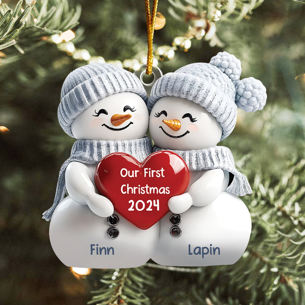 Our First Christmas Custom Ornament - Personalized Acrylic Snowman Ornament Tu20