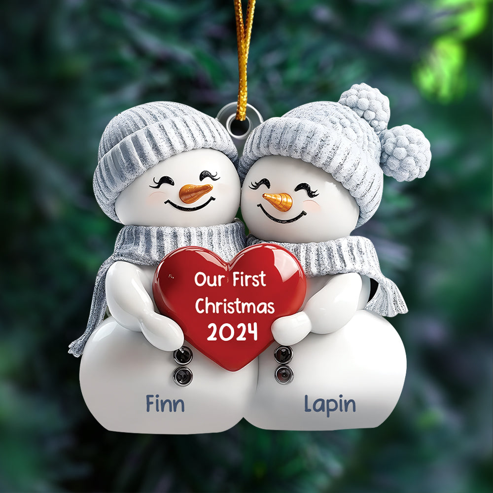 Our First Christmas Custom Ornament - Personalized Acrylic Snowman Ornament Tu20