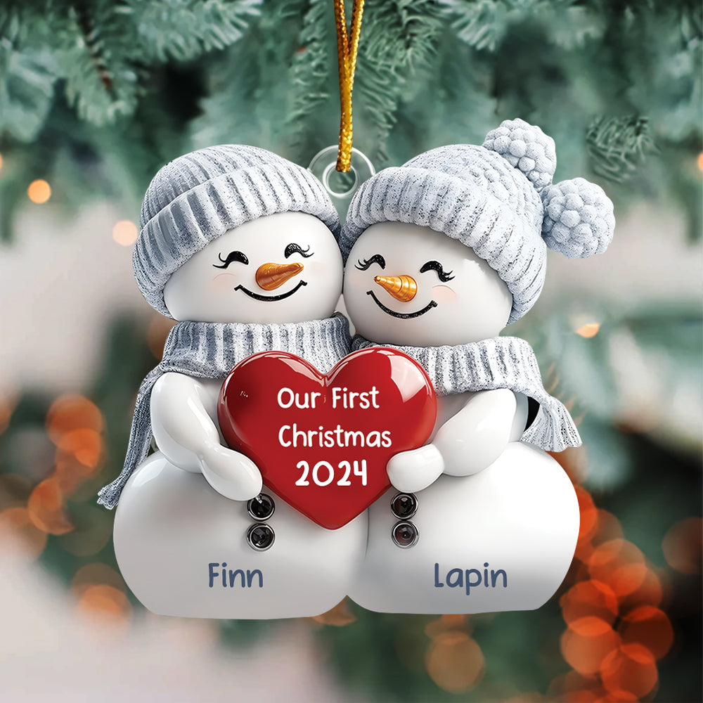 Our First Christmas Custom Ornament - Personalized Acrylic Snowman Ornament Tu20